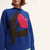 Oversized Tulip Intarsia Knitted Sweater - Bright Blue Melange