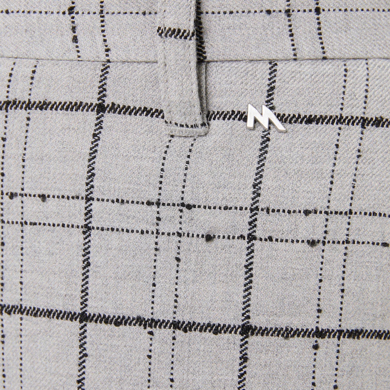 High-Waisted Light Grey Plaid Trousers