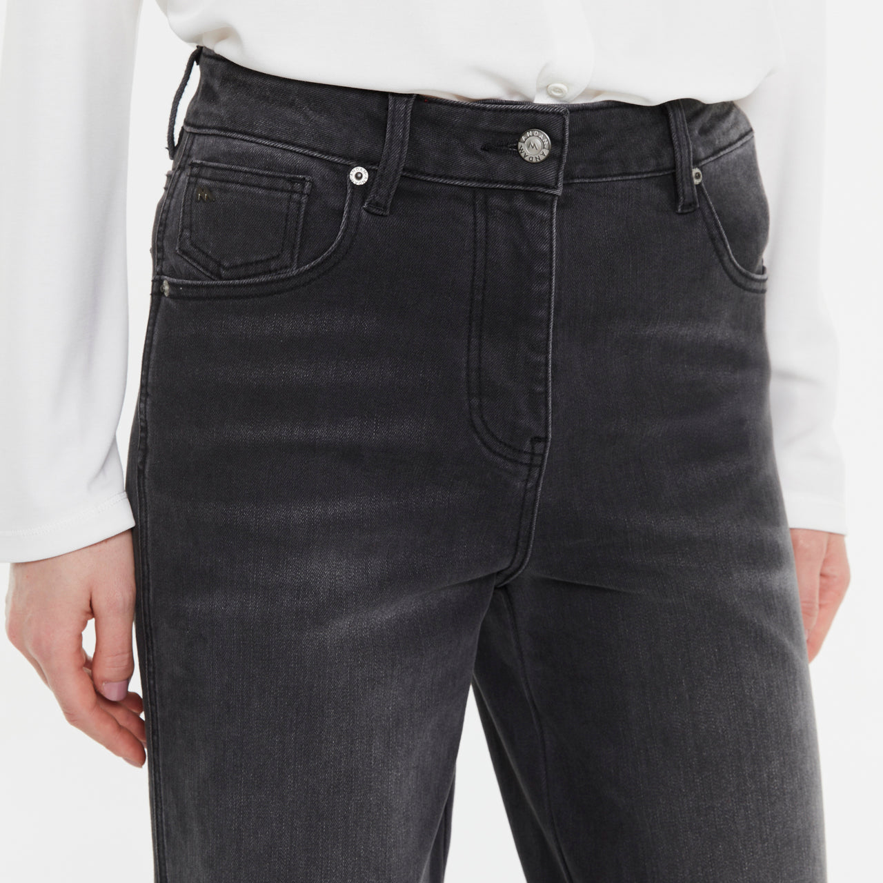 High-Rise Straight-Leg Black Jeans