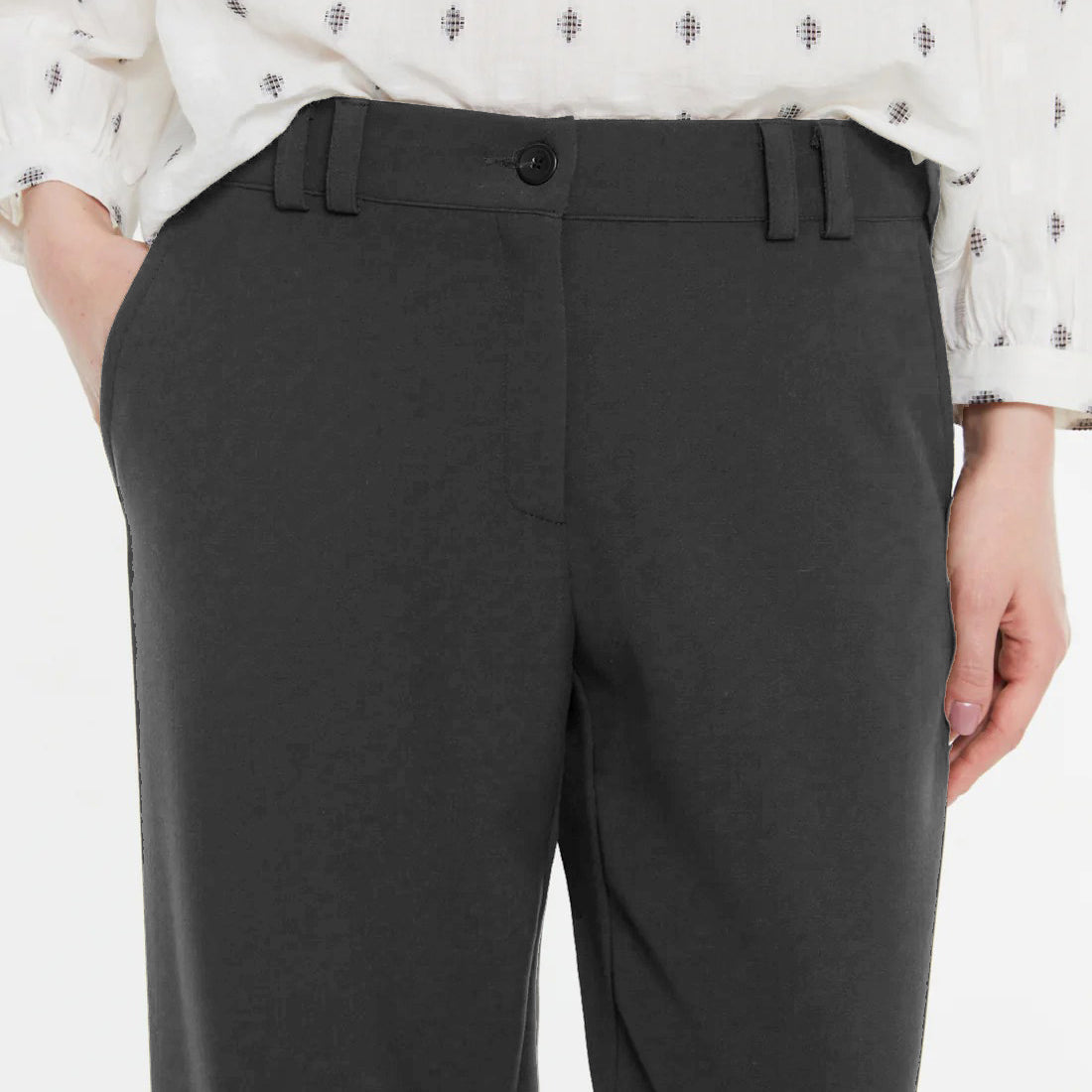 Carrot-Style Trousers with Elasticated Waist - Grey