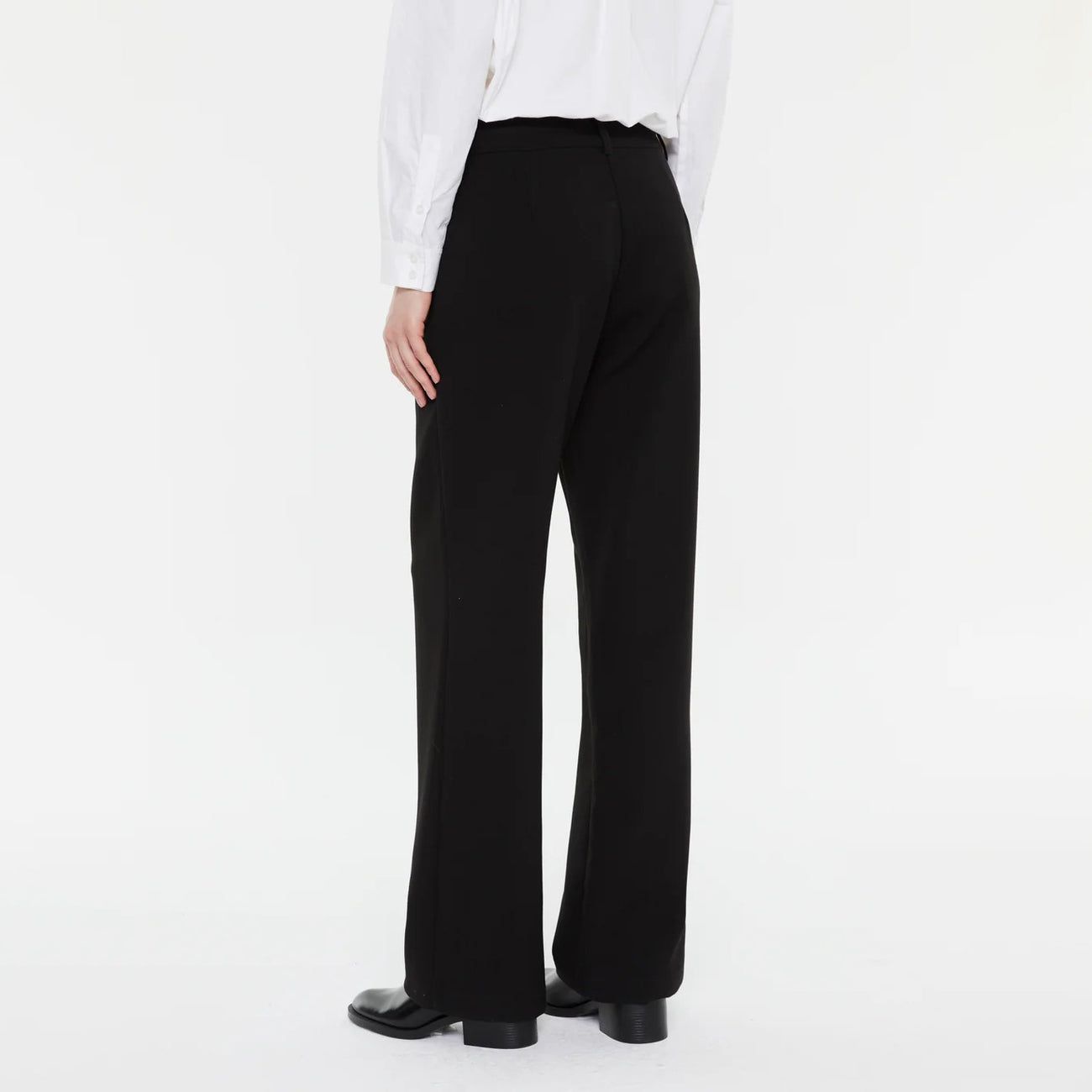 Wide-Leg Trousers with Elastic Waistband - Black