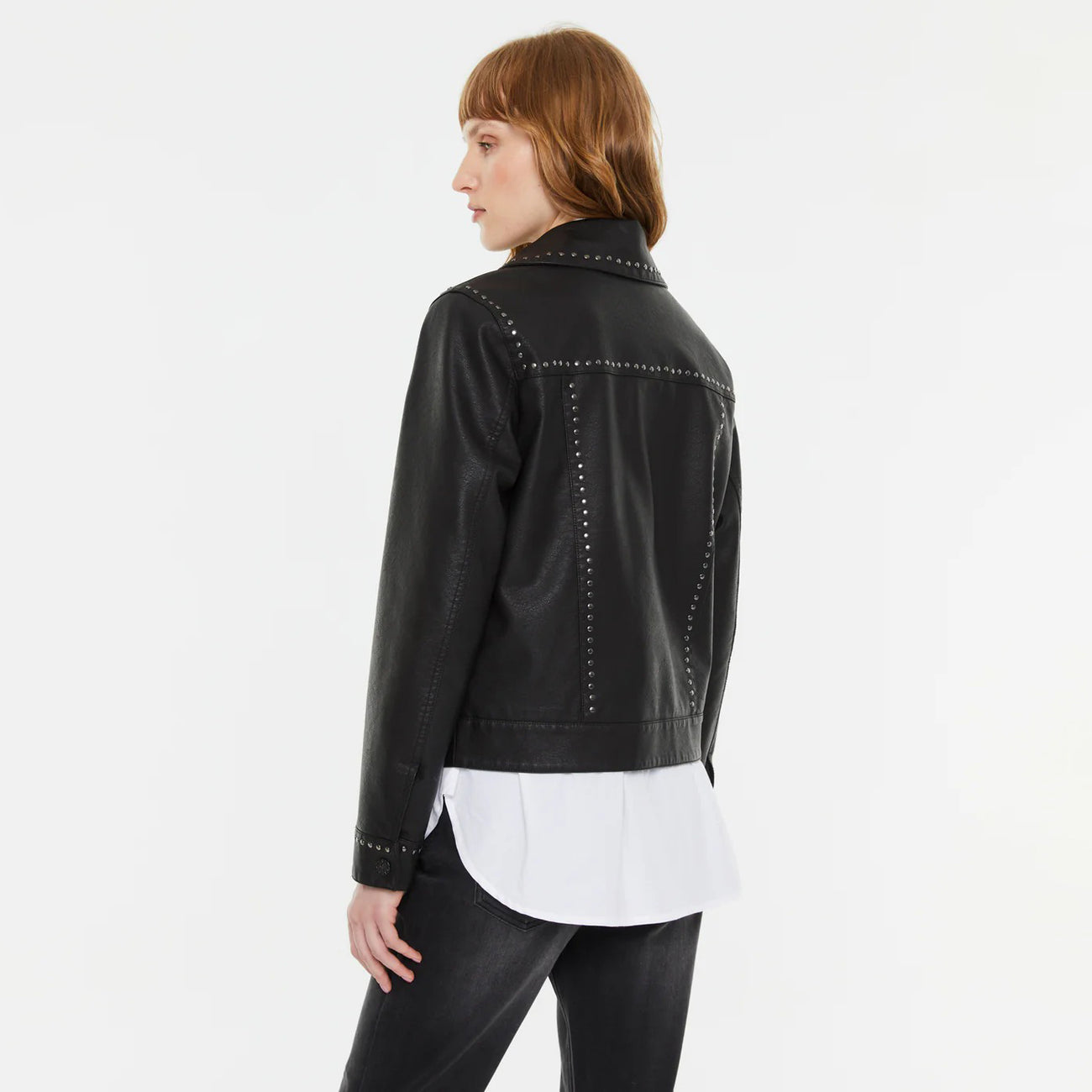 Faux Leather Jacket with Studs