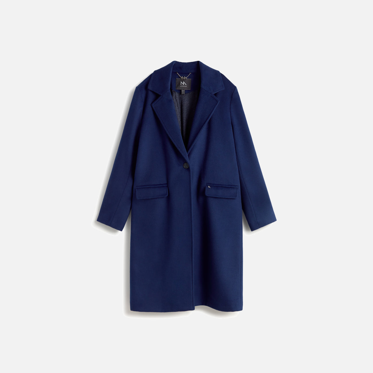 Blue Long Lined Wool Coat