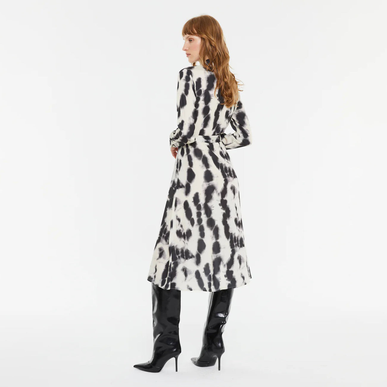 Tie-Dye Print Midi Shirt Dress