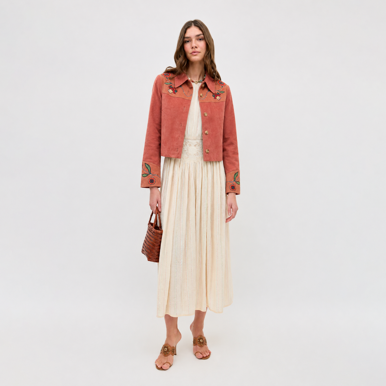 Karmen Jacket Folk Bloom Appliqué Brown