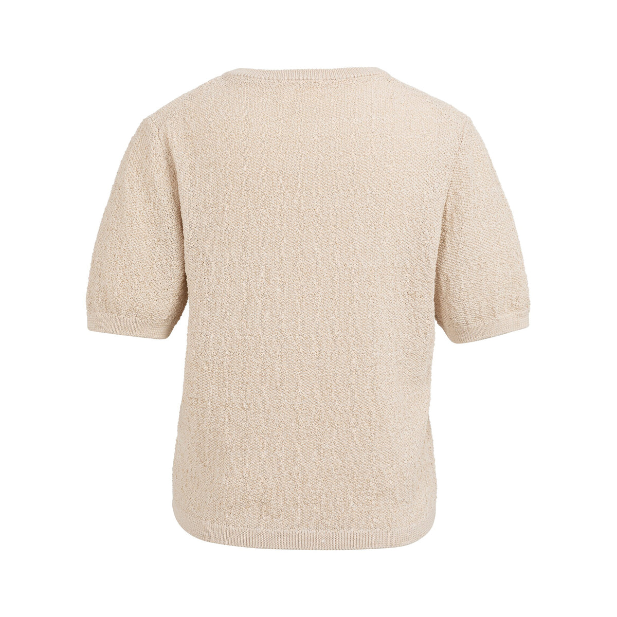 Textured Short Sleeve Knitted Sweater - Desert Beige