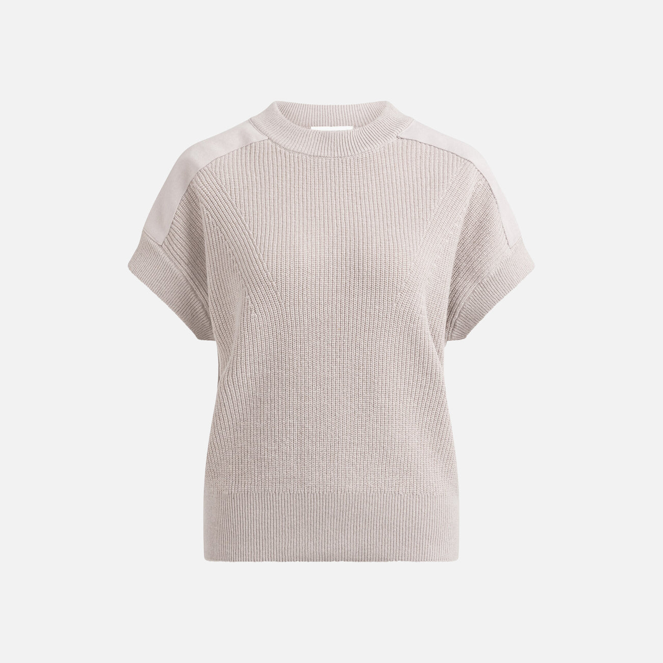 Knitted Top with Woven Shoulder Details