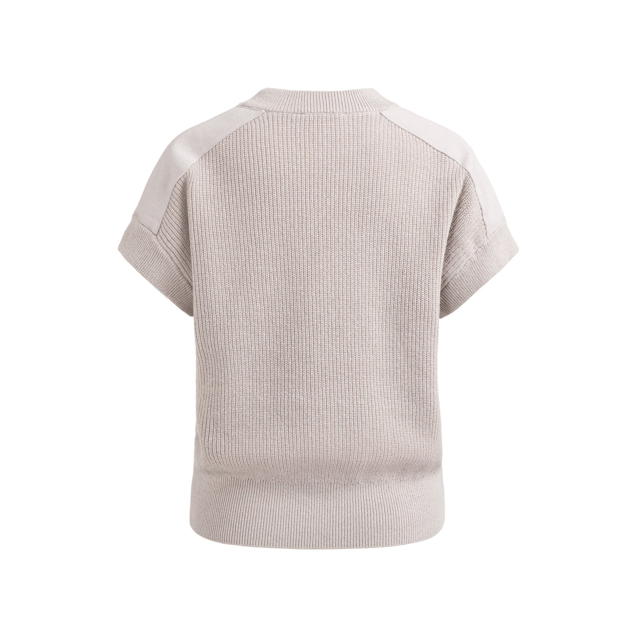 Knitted Top with Woven Shoulder Details