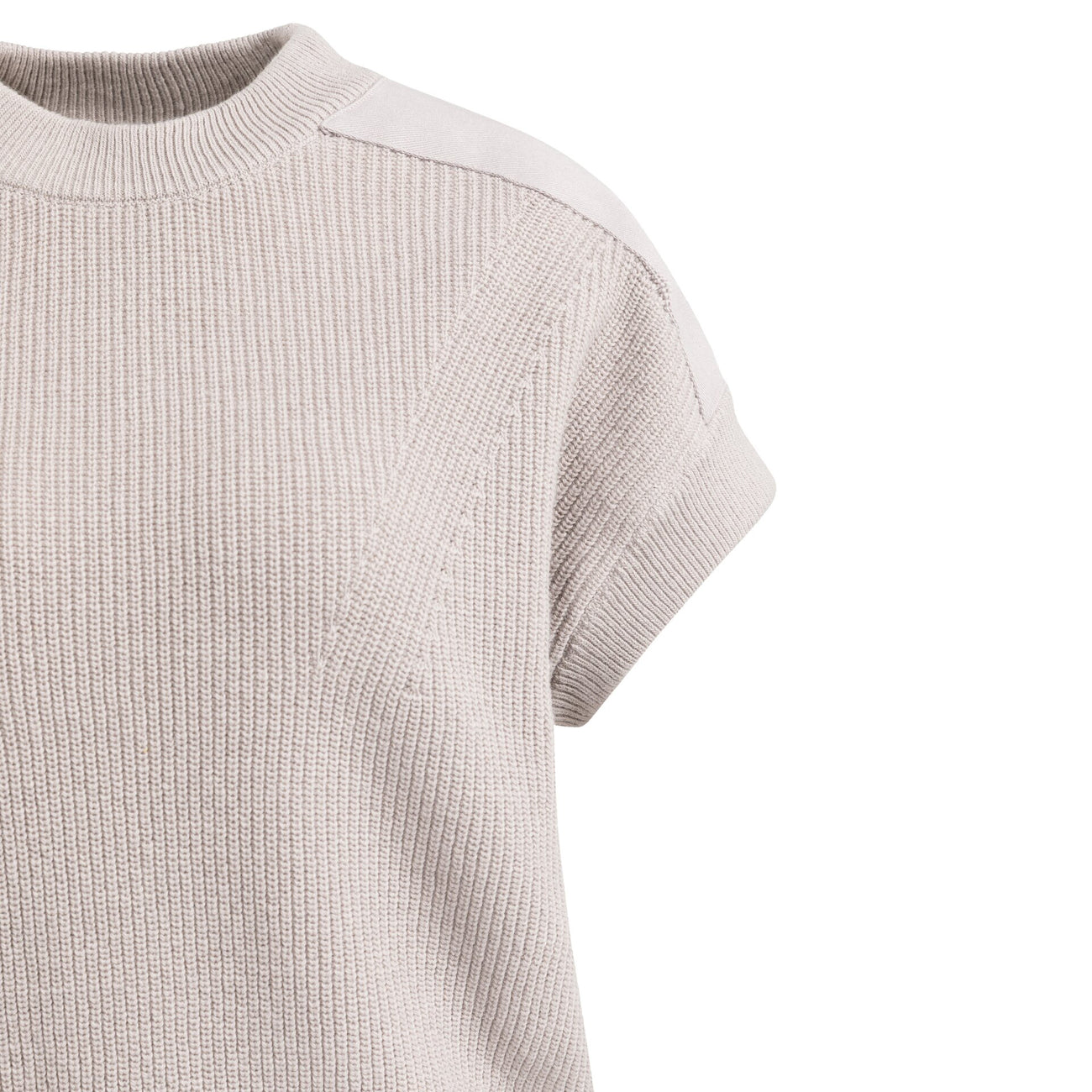 Knitted Top with Woven Shoulder Details