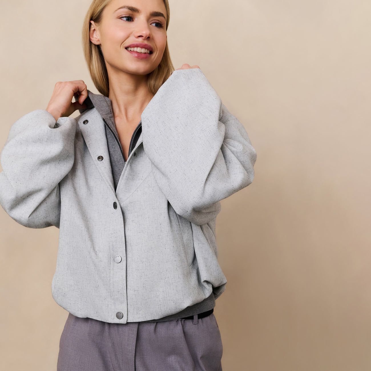 Jacket with Balloon Shape & Snap Buttons