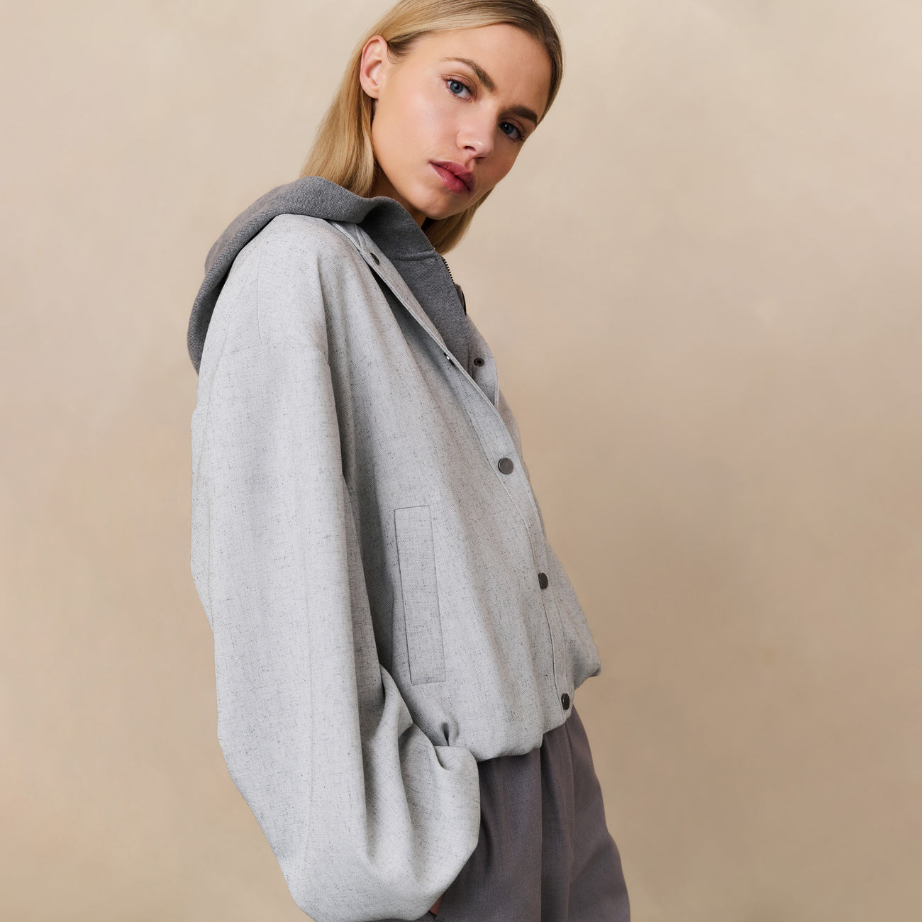 Jacket with Balloon Shape & Snap Buttons