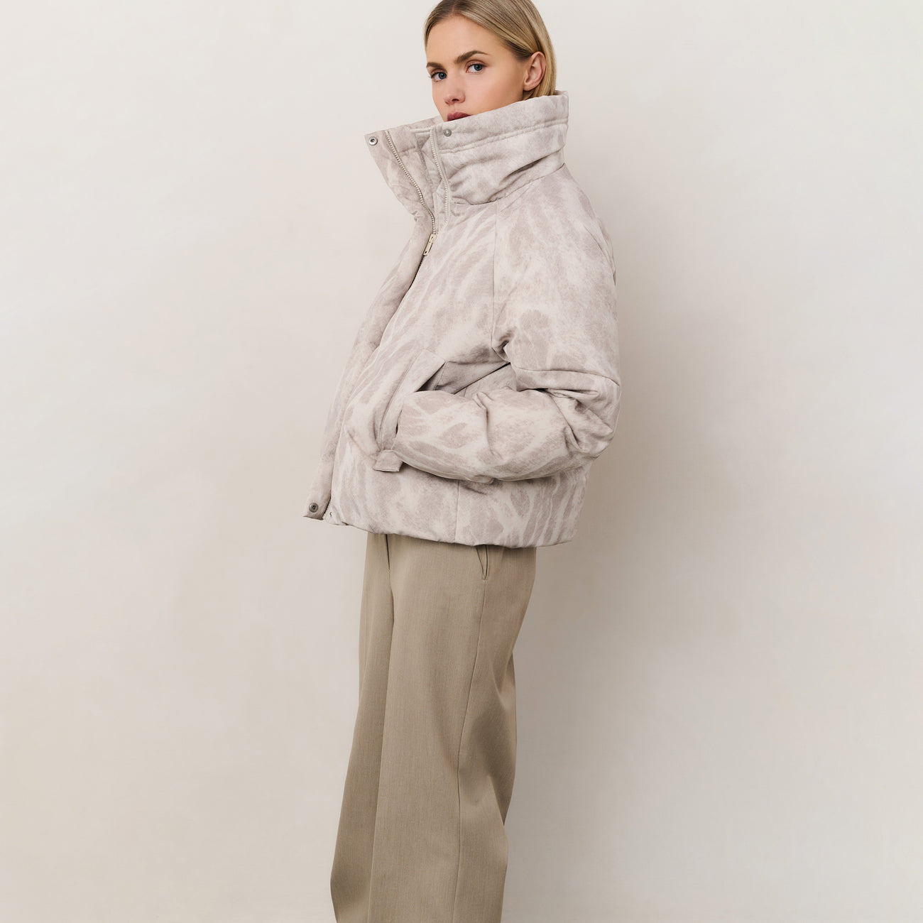 Padded Jacket with Abstract All-Over Print
