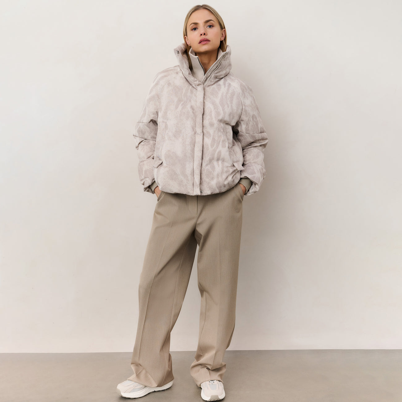 Padded Jacket with Abstract All-Over Print