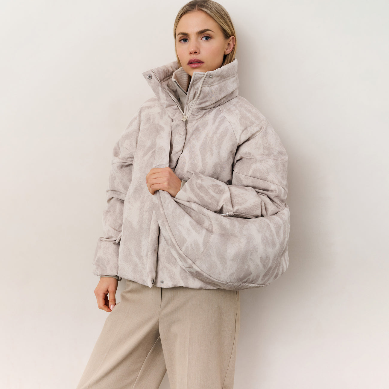 Padded Jacket with Abstract All-Over Print