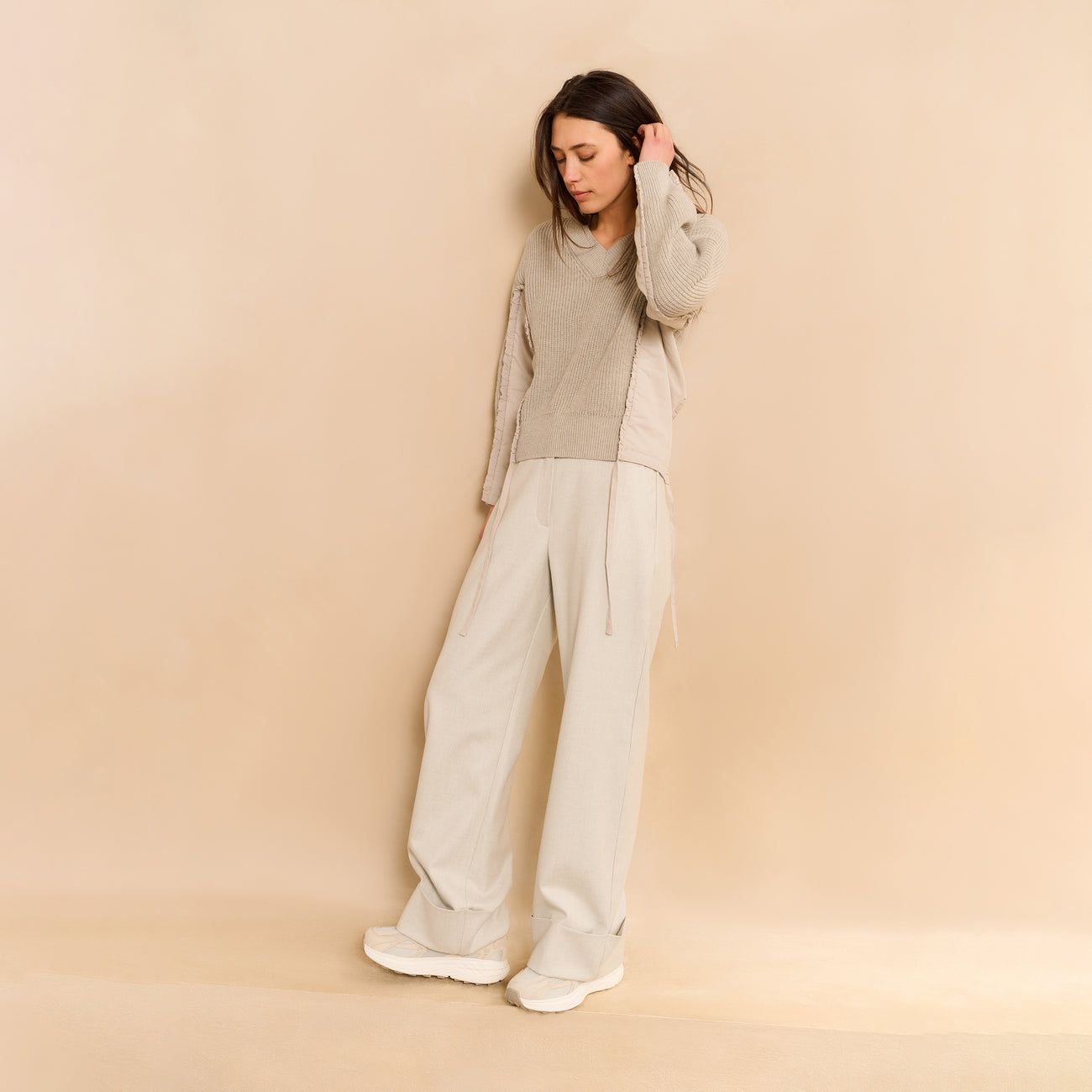 Soft Structured Trousers with Big Turn-Ups