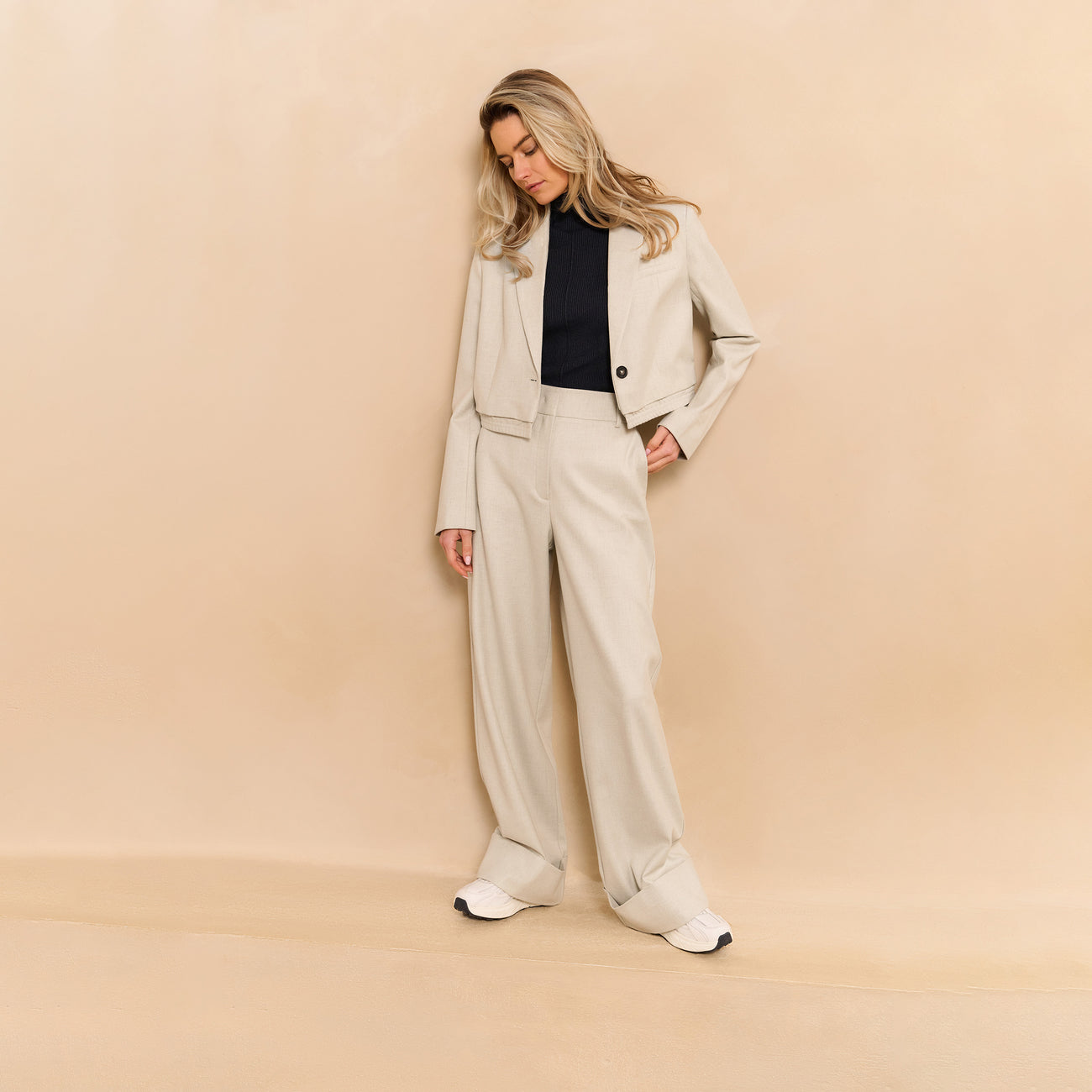 Soft Structured Trousers with Big Turn-Ups