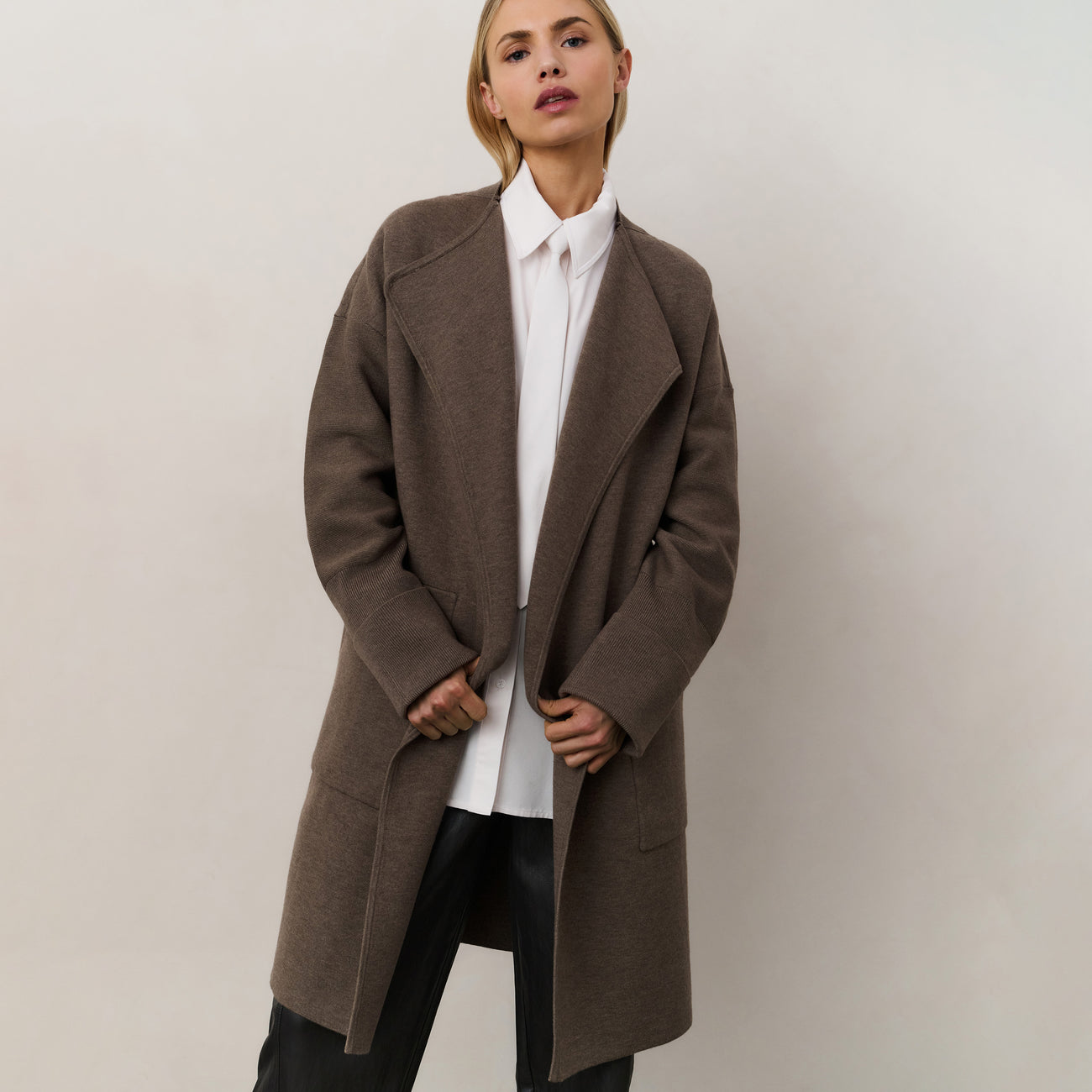 Long Coatigan with Patch Pockets