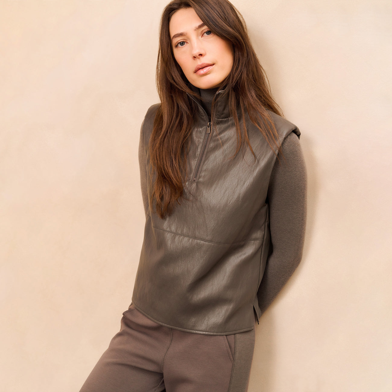 Jersey Ribbed Wide-Leg Trousers with Flatlocks
