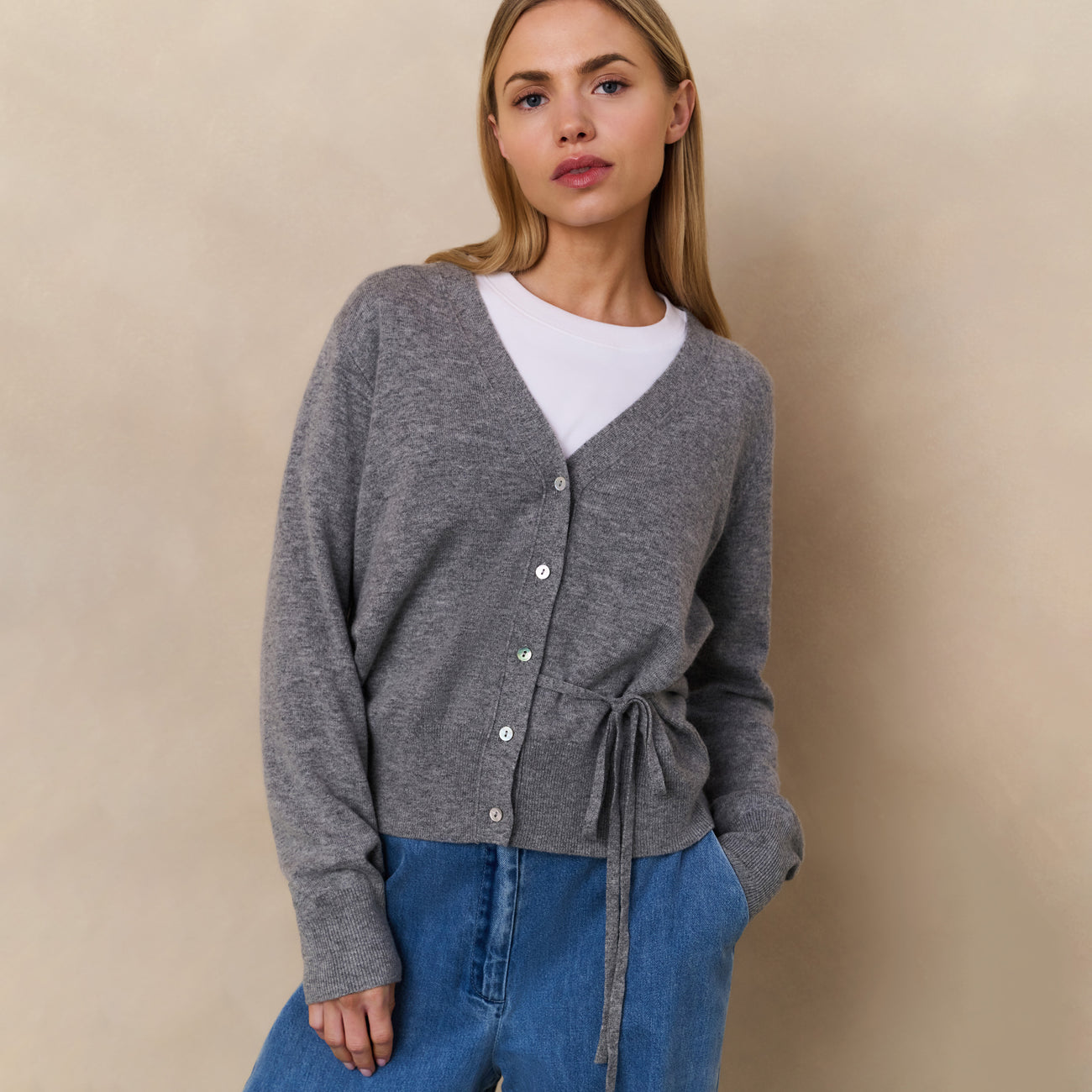 Denim Trousers with Turned-Up Hem