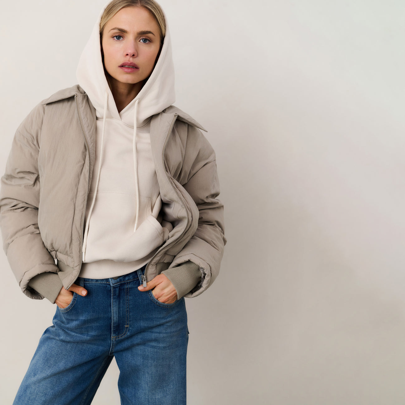 Denim Trousers with Turned-Up Hem