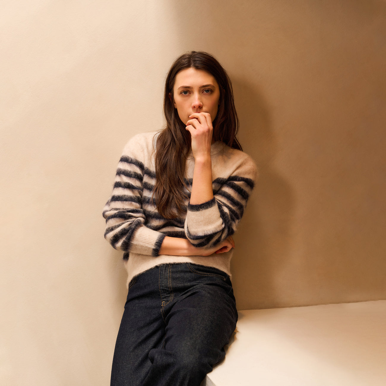 Striped Sweater with Round Neck