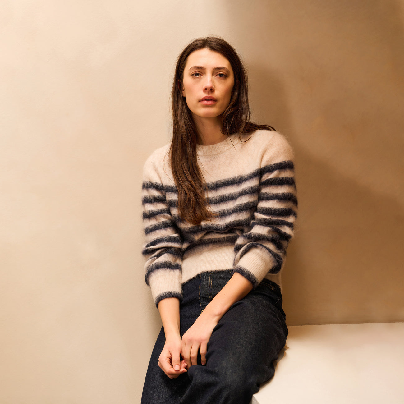Striped Sweater with Round Neck