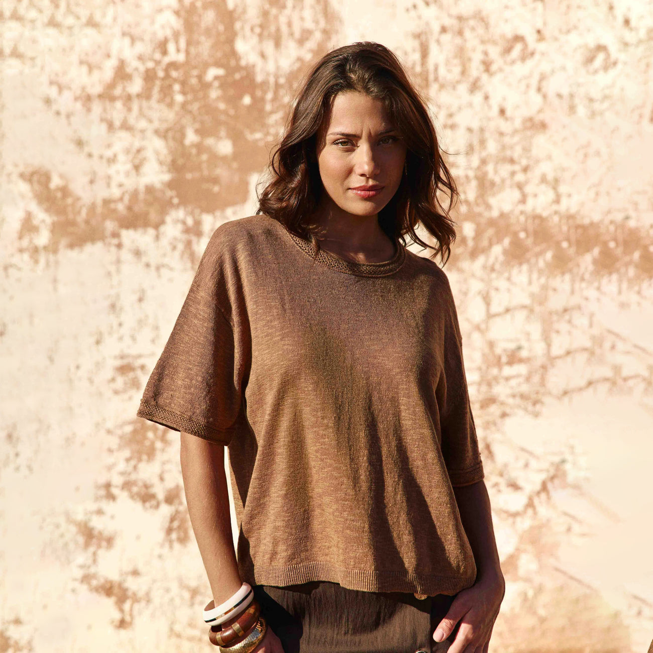 Mirley Loose-Fitting T-shirt - Camel