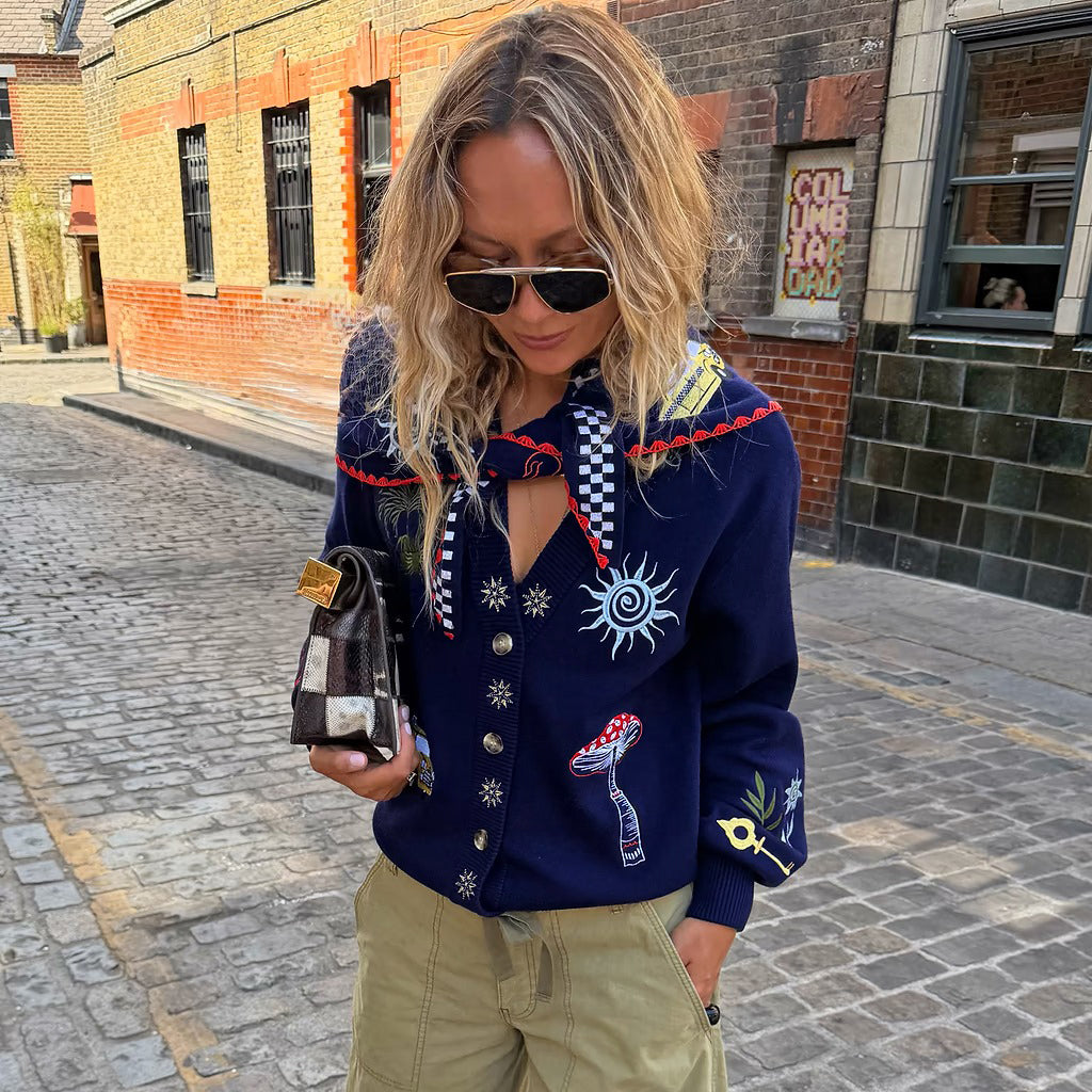Navy Icons Cardigan