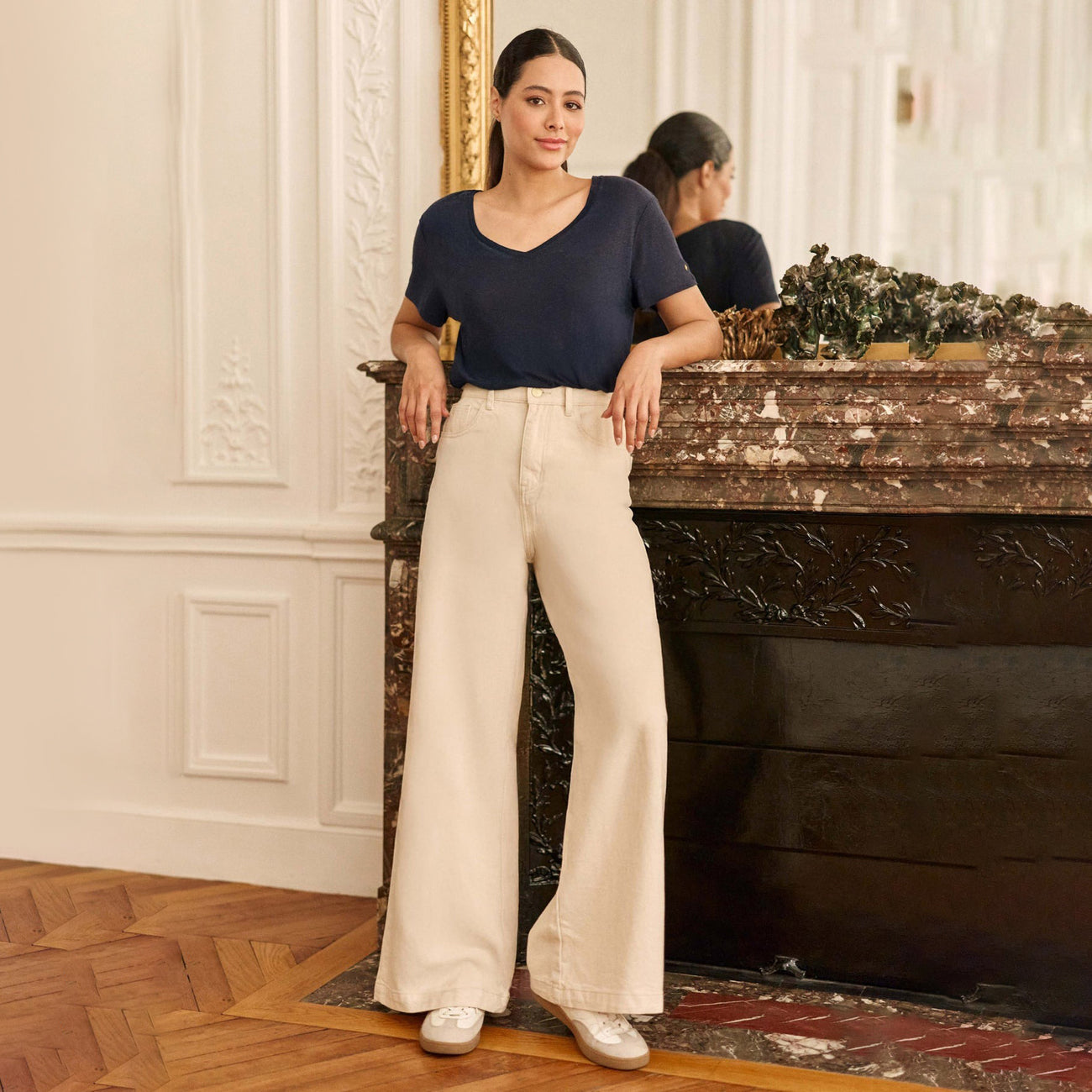 Prune Wide Beige Jeans