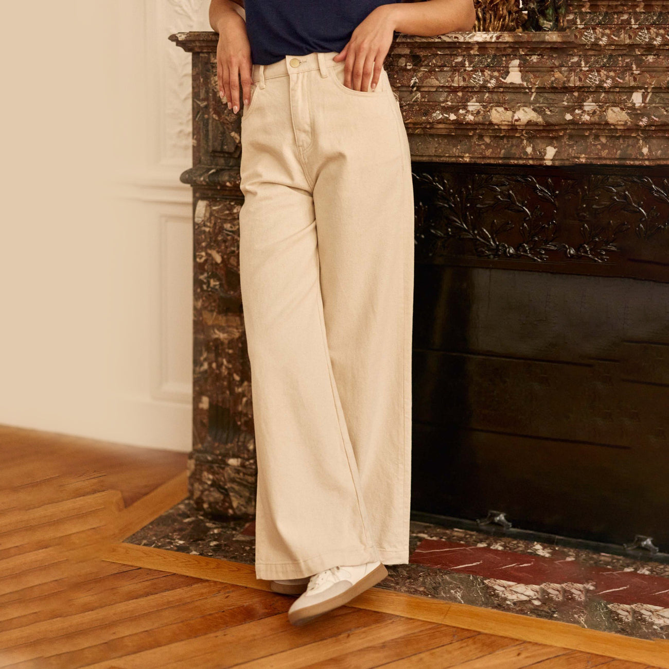 Prune Wide Beige Jeans