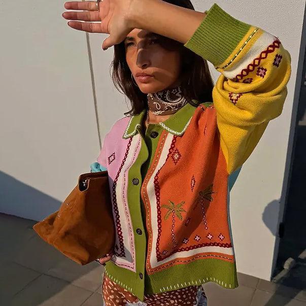 Geometric Palm Cardigan