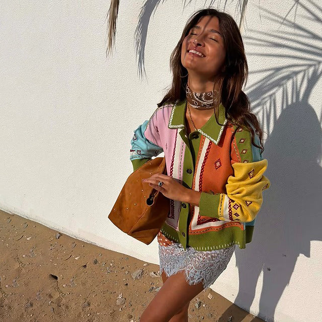Geometric Palm Cardigan