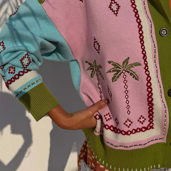 Geometric Palm Cardigan