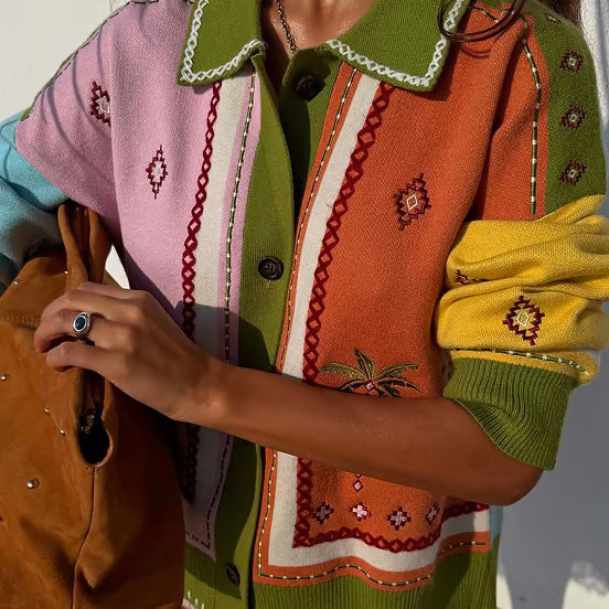 Geometric Palm Cardigan