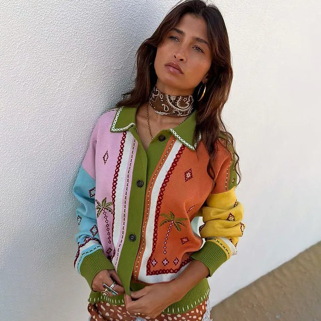Geometric Palm Cardigan