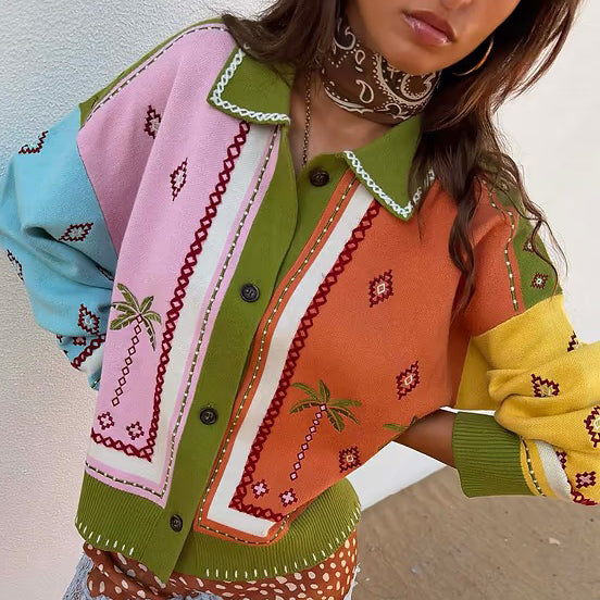 Geometric Palm Cardigan