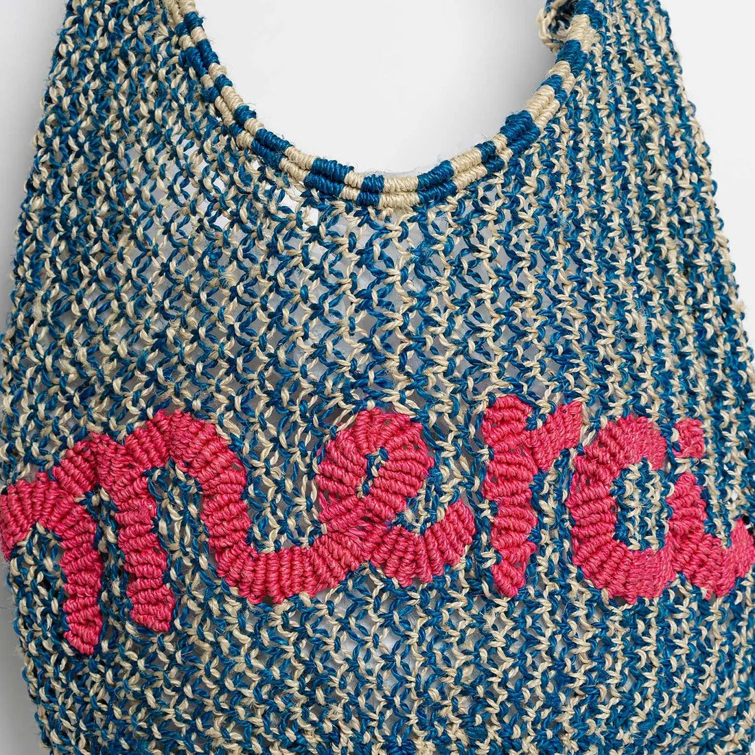Merci Drusilla Jute Bag - Cobalt, Natural & Pink