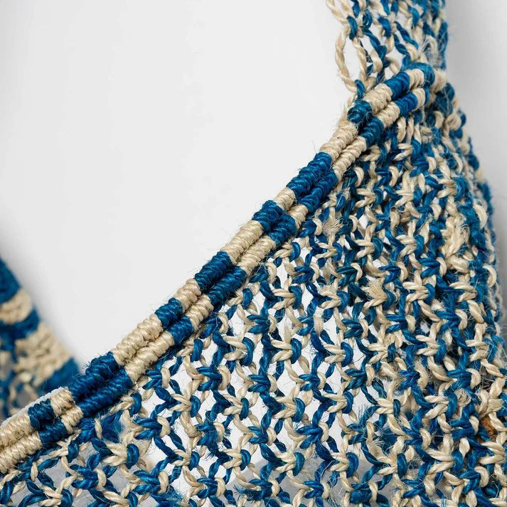 Merci Drusilla Jute Bag - Cobalt, Natural & Pink