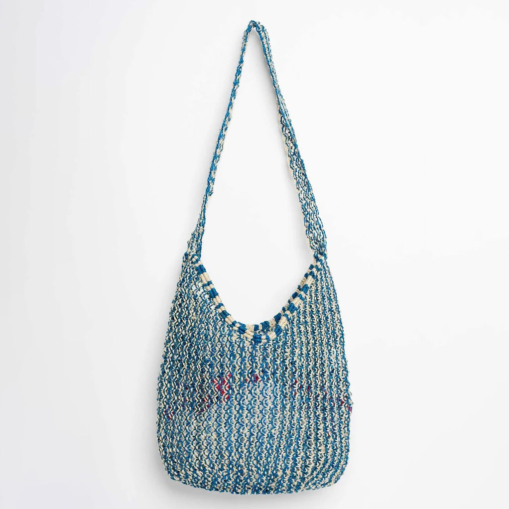 Merci Drusilla Jute Bag - Cobalt, Natural & Pink