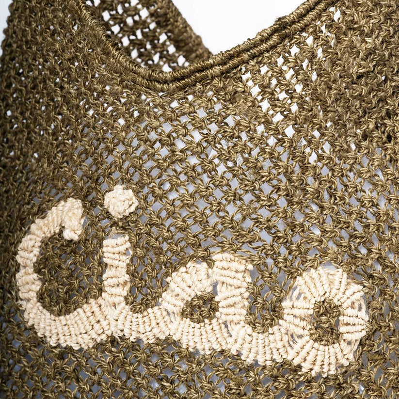 Ciao Drusilla Jute Bag - Olive & Natural
