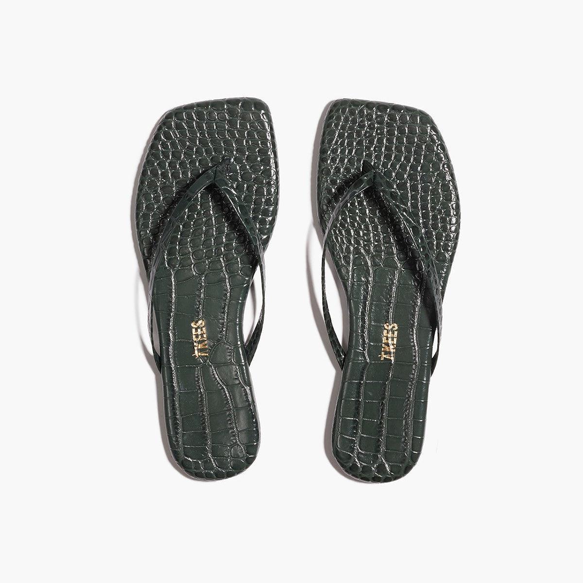 Square Toe Lily Croc - Emerald