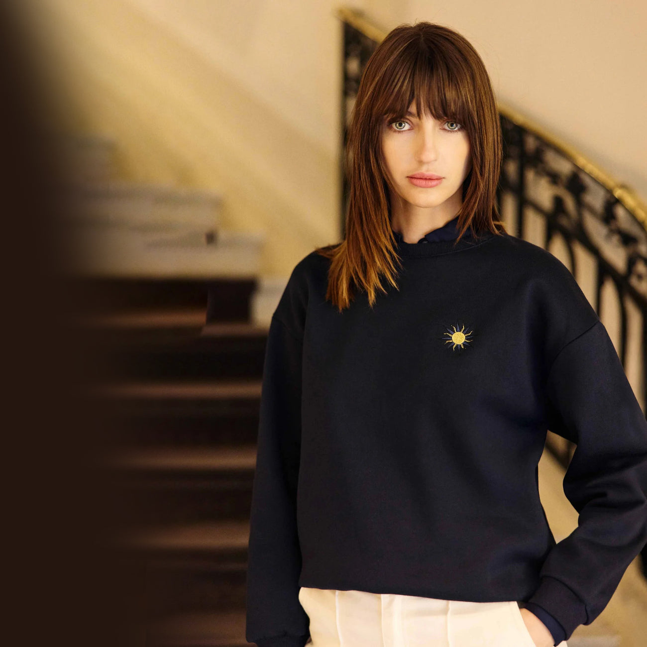 Tiger Embroidered Sweatshirt - Marine