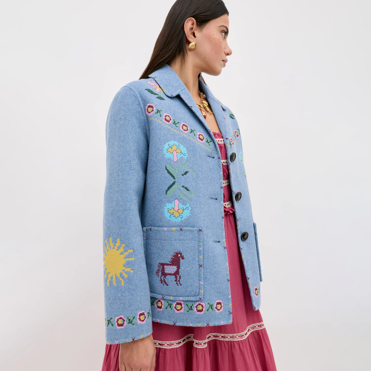 Tashia Jacket Juliette Embroidery - Blue