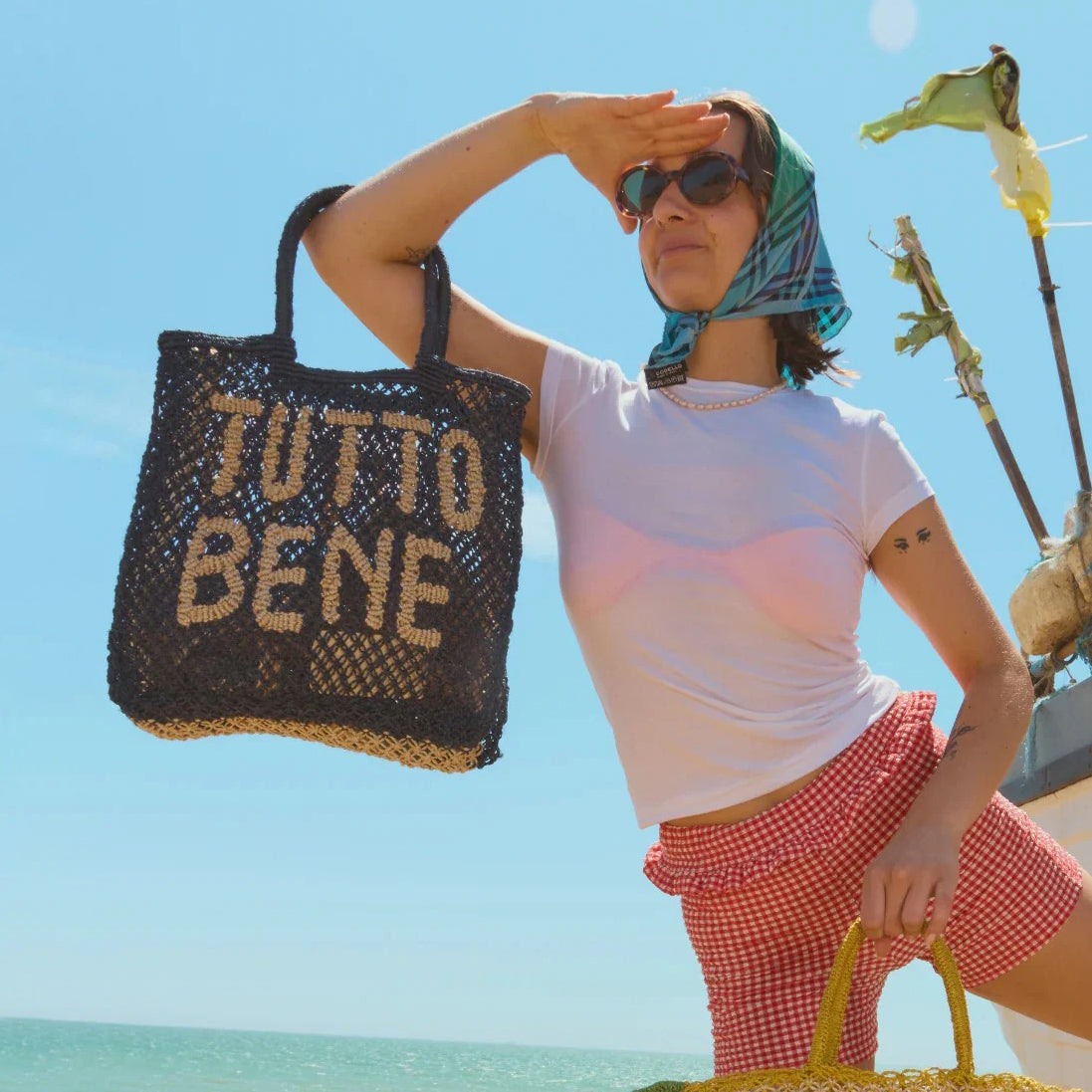 Tutto Bene Jute Bag - Navy & Natural