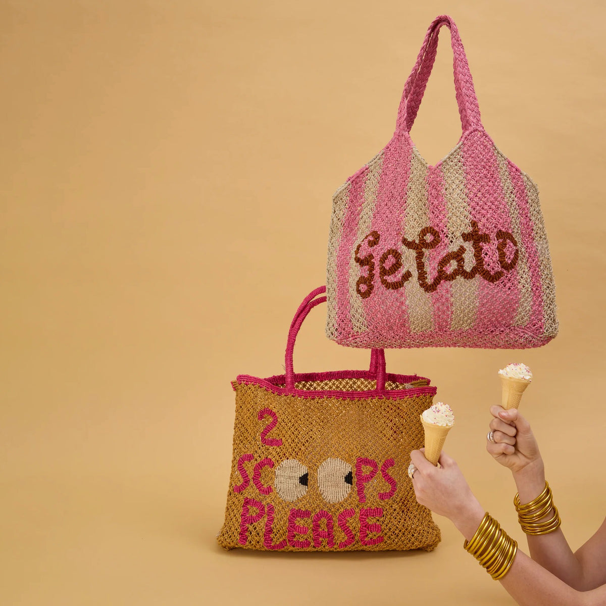 Gelato Drew Jute Bag - Natural, Rose & Spice