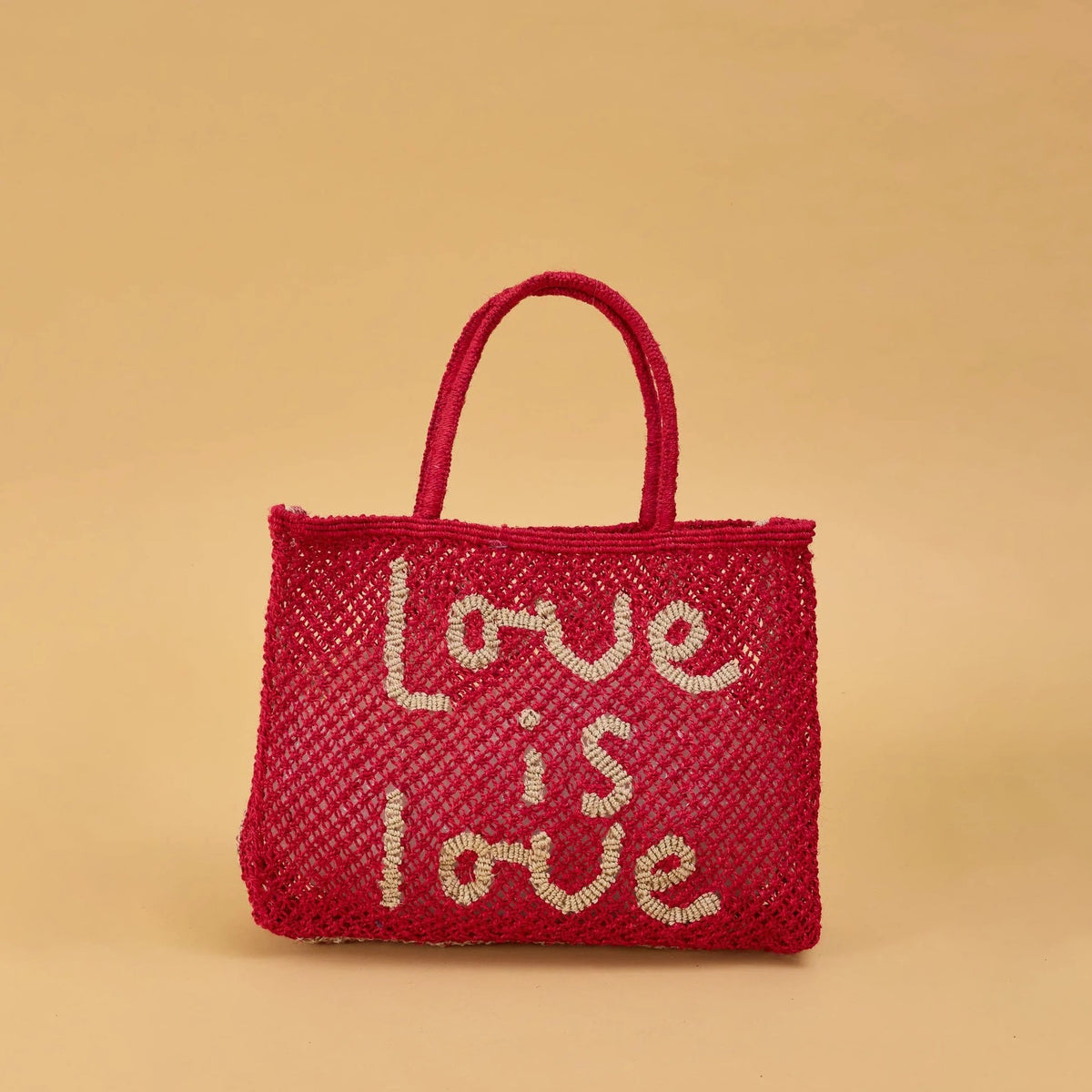 Small Love is Love Jute Bag - Raspberry & Natural