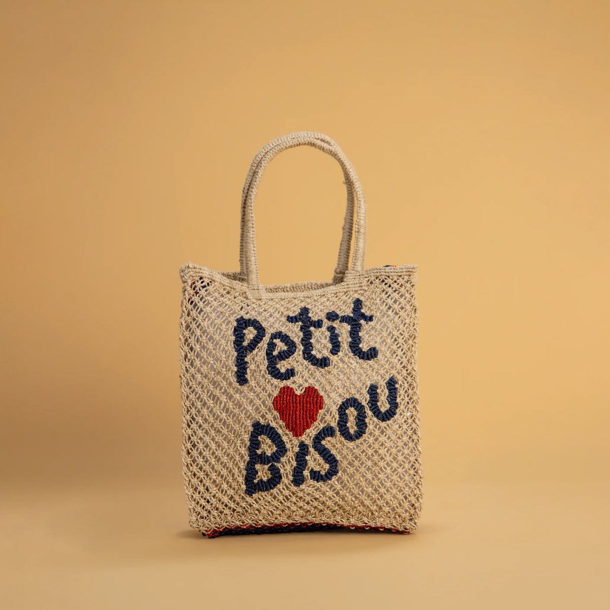 Petit Bisou Jute Bag - Natural, Indigo & Scarlett