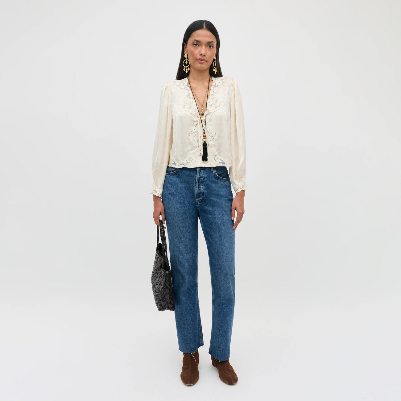 Tove Top Floral Trail Jacquard - Champagne