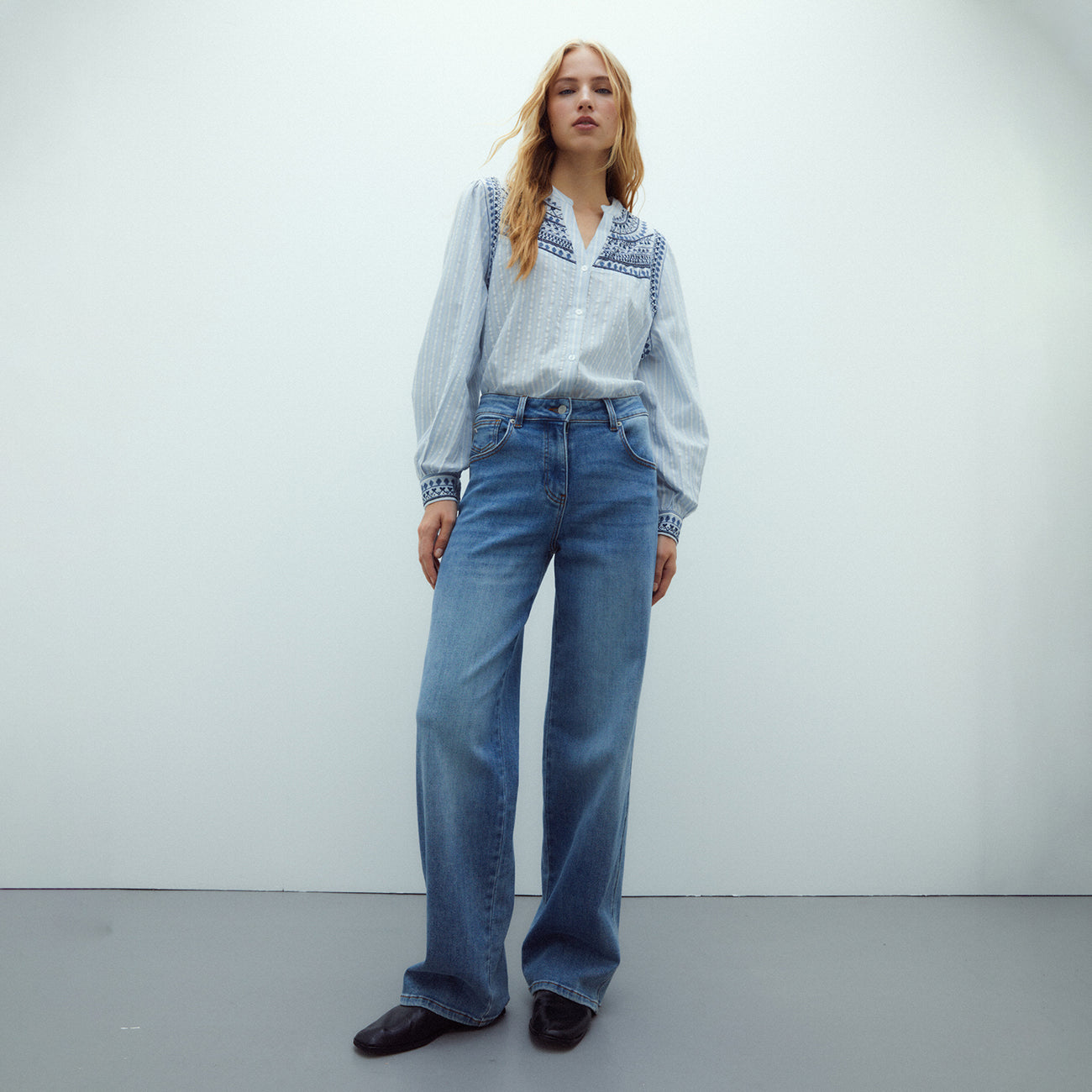 Blue Embroidered Shirt