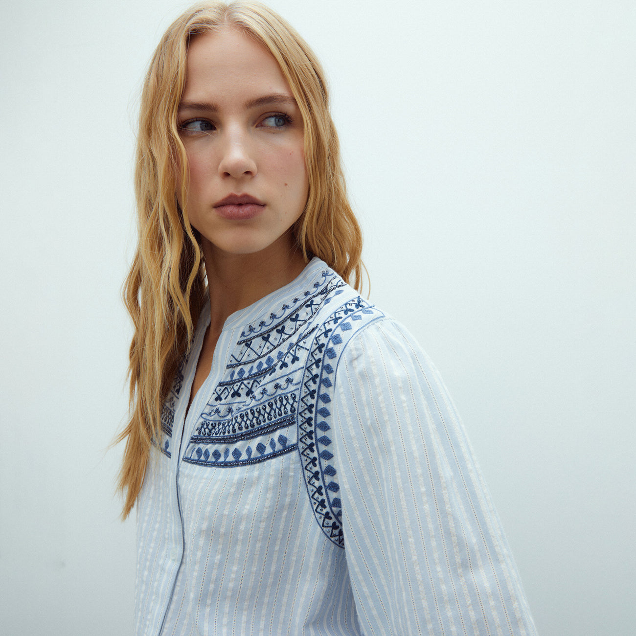 Blue Embroidered Shirt